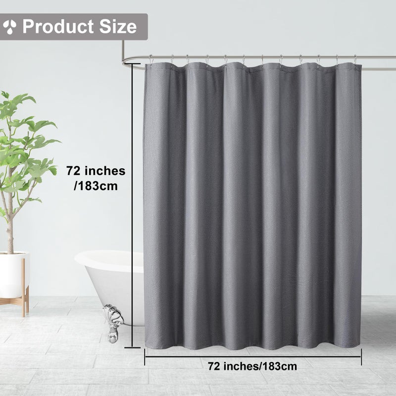 OVZME Berry Grey Waffle Shower Curtain, 3D Embossed Textured Grey Fabric Shower Curtain for Bathroom, Water Resistant Washable Hotel Spa Luxury Decorative Bath Curtains, 72x72 Inches - Image 3