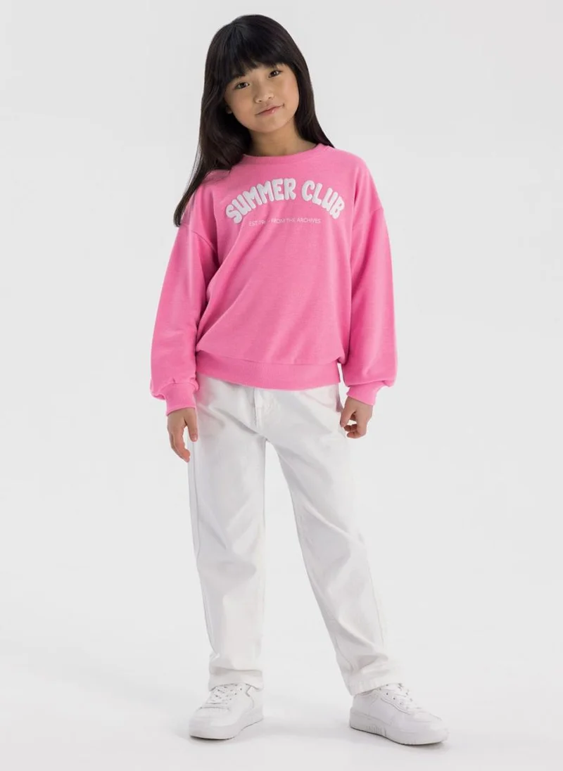 MINOTI Kids Girls Fleece Crew Neck Sweatshirt