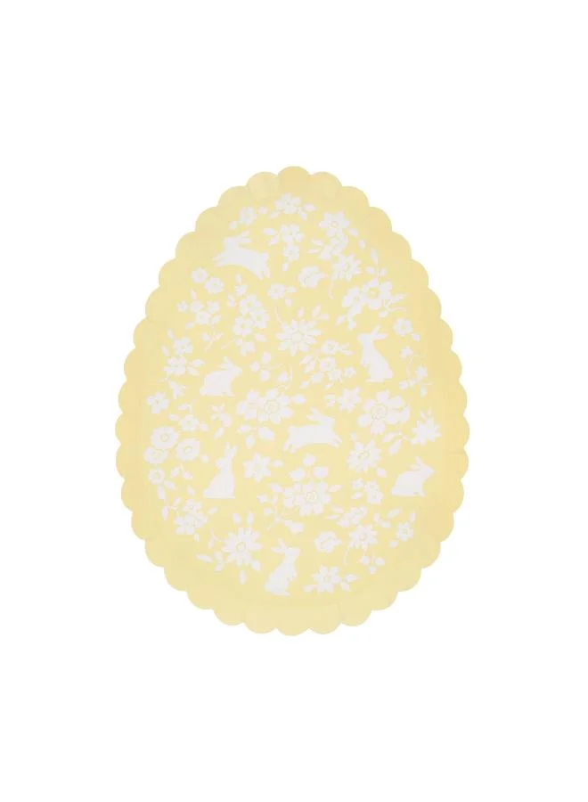 Meri Meri  Ditsy Bunny Egg Plates - Pack of 8, 450gsm Paper Plates with Scalloped Edges, Ditsy Floral Pattern and Bunny Design in 4 Spring Colors, Stylish Easter Party Tableware & Celebrations  | Best Price UAE
