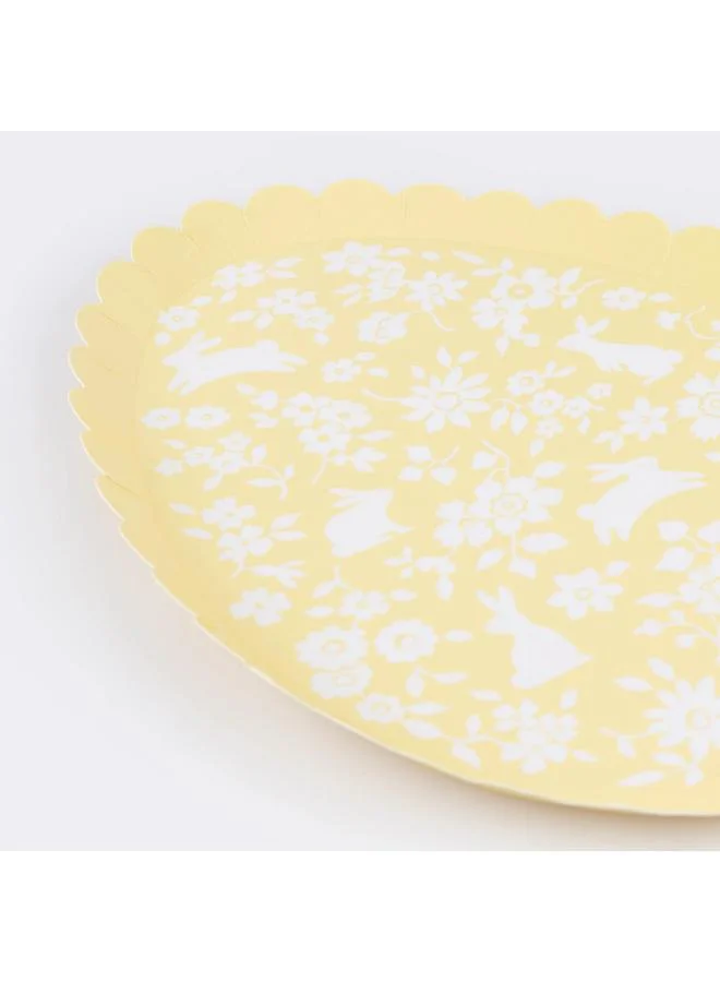 Meri Meri  Ditsy Bunny Egg Plates - Pack of 8, 450gsm Paper Plates with Scalloped Edges, Ditsy Floral Pattern and Bunny Design in 4 Spring Colors, Stylish Easter Party Tableware & Celebrations  | Best Price UAE
