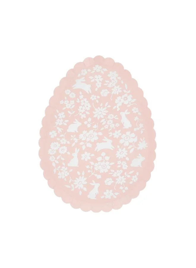 Meri Meri  Ditsy Bunny Egg Plates - Pack of 8, 450gsm Paper Plates with Scalloped Edges, Ditsy Floral Pattern and Bunny Design in 4 Spring Colors, Stylish Easter Party Tableware & Celebrations  | Best Price UAE