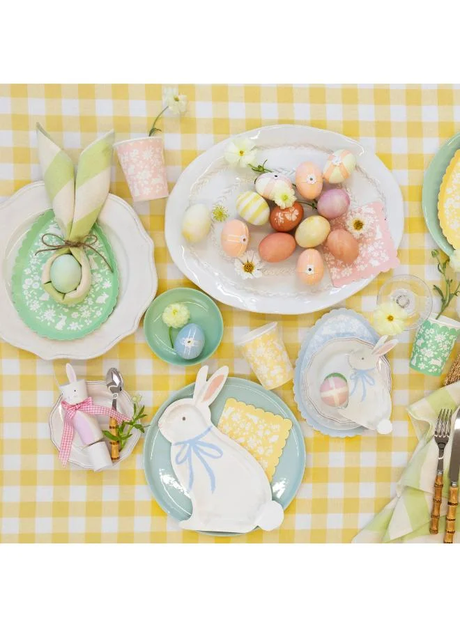 Meri Meri  Ditsy Bunny Egg Plates - Pack of 8, 450gsm Paper Plates with Scalloped Edges, Ditsy Floral Pattern and Bunny Design in 4 Spring Colors, Stylish Easter Party Tableware & Celebrations  | Best Price UAE