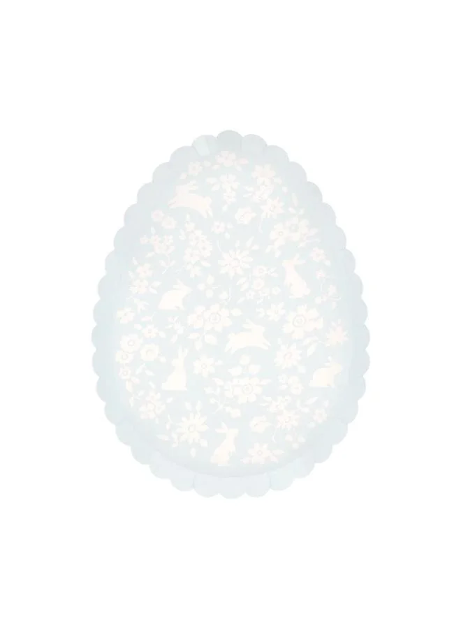 Meri Meri  Ditsy Bunny Egg Plates - Pack of 8, 450gsm Paper Plates with Scalloped Edges, Ditsy Floral Pattern and Bunny Design in 4 Spring Colors, Stylish Easter Party Tableware & Celebrations  | Best Price UAE
