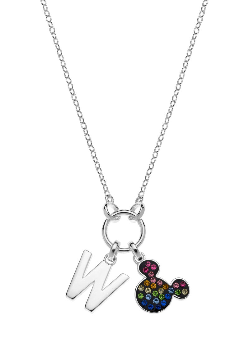 Disney Disney Mickey Mouse Rainbow Crystal with Letter Pendant in 18K Sterling Silver - Image 1