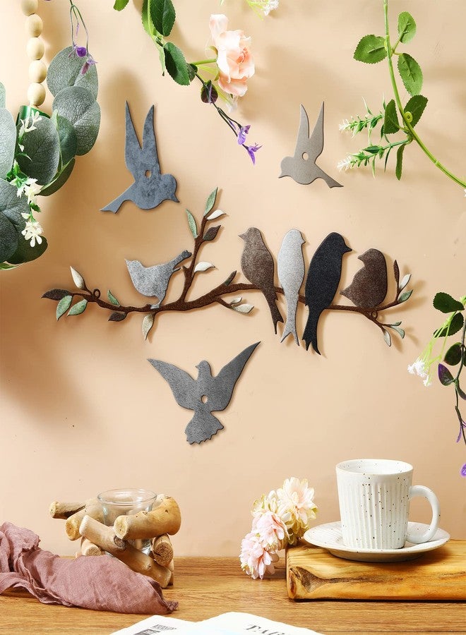 فيرايكل لوحة جدارية معدنية على شكل طائر من فيرايكل، طيور على غصن، ديكور، منحوتة معدنية، زينة ظلية، لافتة معلقة على الحائط على شكل غصن للشرفة والحديقة وديكور المنزل (ألوان داكنة) - Image 3