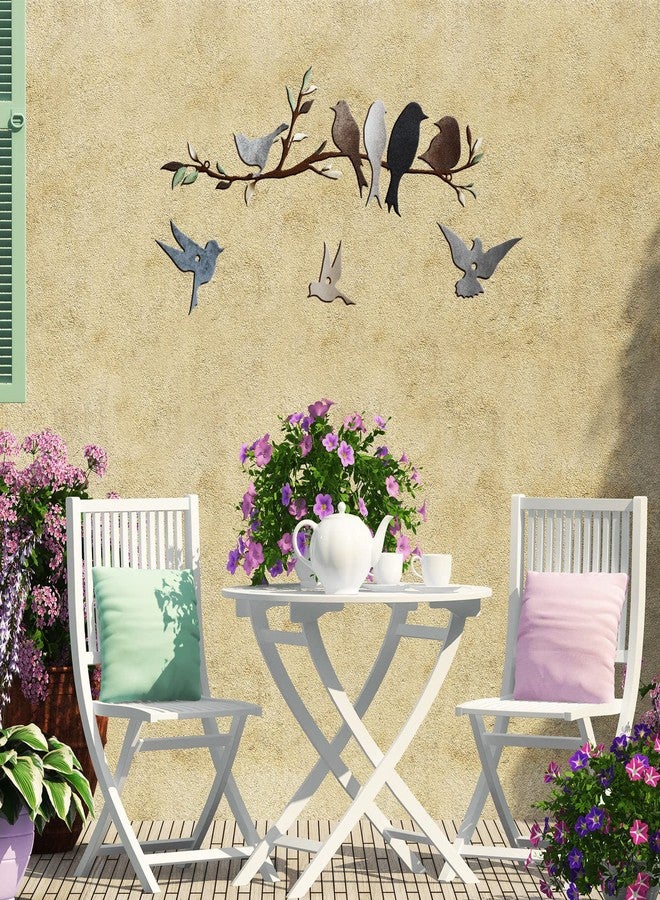 فيرايكل لوحة جدارية معدنية على شكل طائر من فيرايكل، طيور على غصن، ديكور، منحوتة معدنية، زينة ظلية، لافتة معلقة على الحائط على شكل غصن للشرفة والحديقة وديكور المنزل (ألوان داكنة) - Image 5