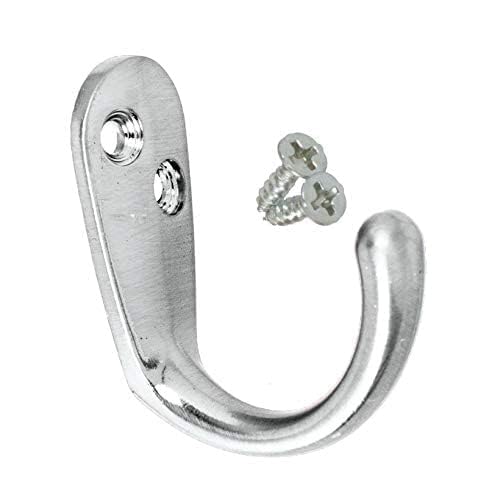 HYDERON Chrome Finish J-Shape Zinc Alloy Wall Mount Door Hanger Hooks - Modern and Rust-Resistant Hooks for Clothes, Towels, Robes, Coats, Hats, and Scarves (Pack of 2) - Image 1