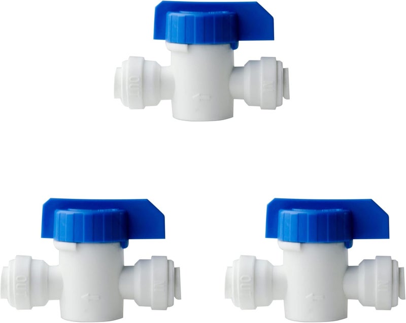 iSpring ABV1KX3 Inline Ball Valve with Quick Fitting x 14 Fits Most RO Water Systems White - Image 1