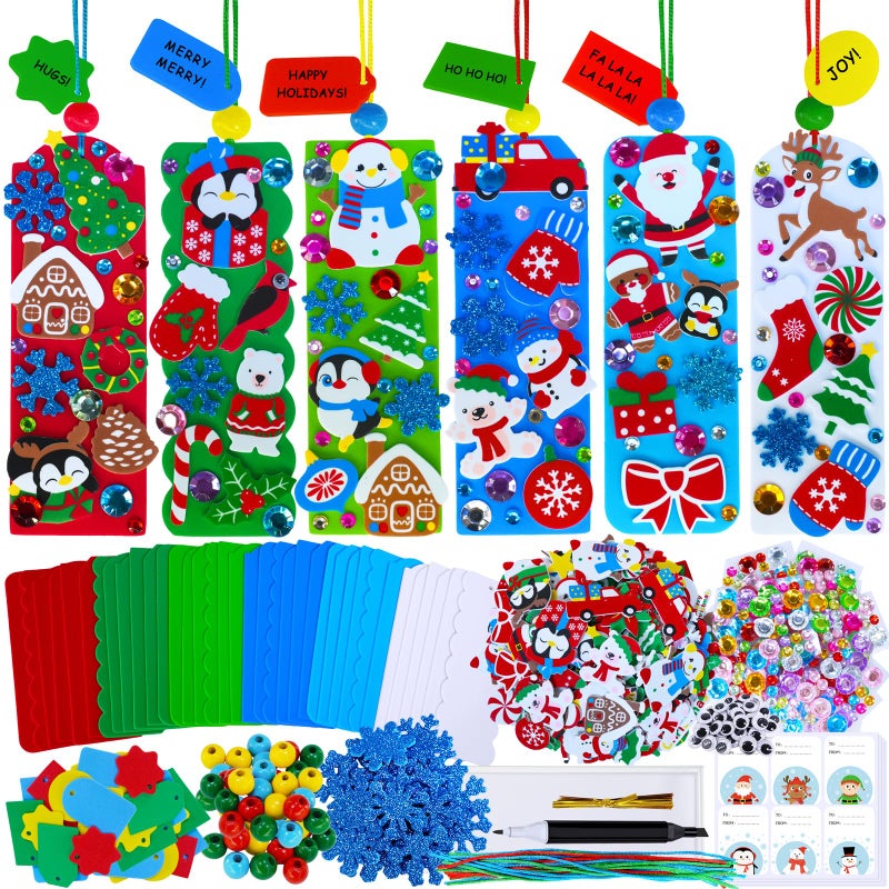 Winlyn 36 Sets Christmas Craft Kits Winter Crafts DIY Holiday Bookmark Ornaments Decorations Art Sets Festive Snowmen Reindeer Foam Stickers Arts and Crafts for Kids Classroom Activities Party Favors - Image 3