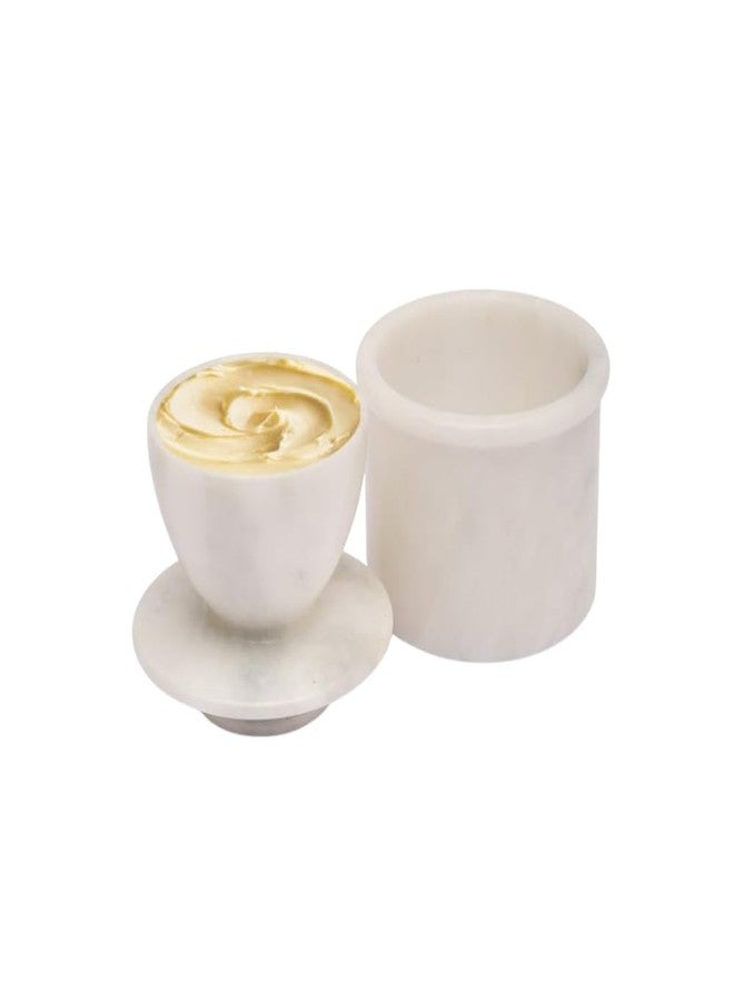 TheWolfard Marble Butter Keeper French Butter Dish Crock with Lid Handcrafted Beige Marble - Image 1