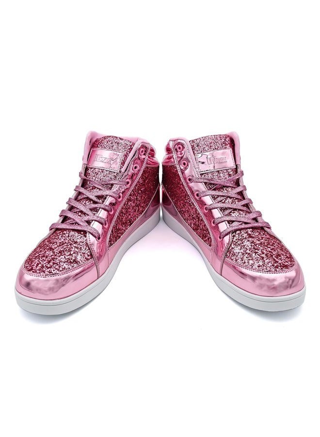 IGxx Glitter White Shoes for Men Fashion High Top Casual Sequin Sparkly Sneakers Men's Bling Shiny, Glitter Pink, 9.5 - Image 2