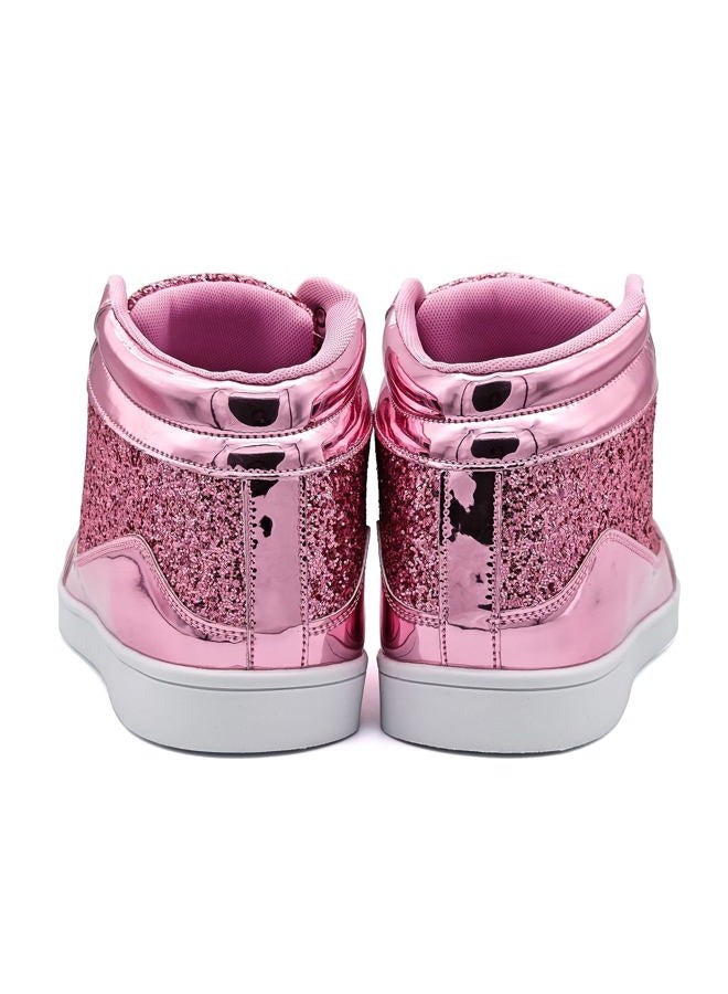 IGxx Glitter White Shoes for Men Fashion High Top Casual Sequin Sparkly Sneakers Men's Bling Shiny, Glitter Pink, 9.5 - Image 4