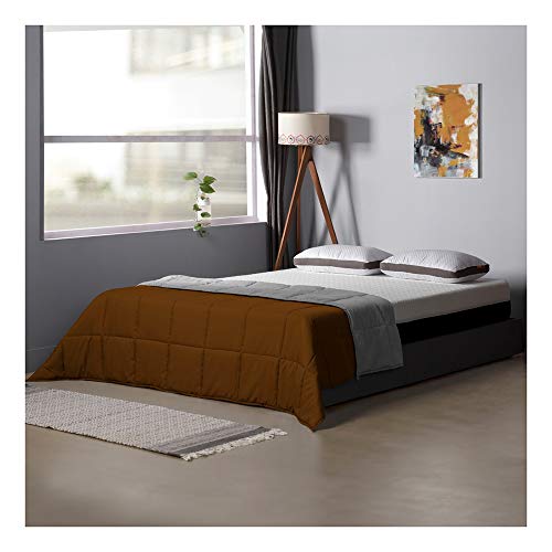 Sleepyhead 220 GSM Microfiber Reversible Comforter - Single Bed (90″x60″) Coffee Brown & Ash Grey | All-Season Soft, Ultra-Cozy Quilt Blanket - Image 1
