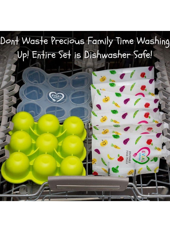 EVLA'S Baby Food Freezer Trays & Reusable Food Pouches Baby Food Storage Pouch Perfect For Serving Homemade Healthy Smoothies & Purees Easy Clean & Saves Money Baby Food Containers - Image 4