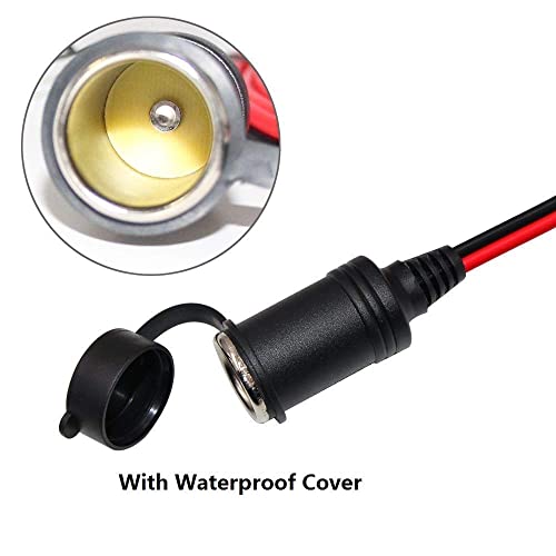 SPARKING 12FT 12V Female Car Socket Extension Cord with Battery Alligator Clips Car Battery Clip-on Extension Cable, 15A Fuse (12FT) - Image 4