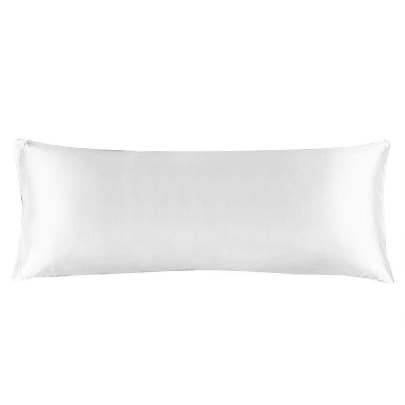 BEDELITE Satin Body Pillow Cover Super Soft and Cooling Body Pillow Pillowcase for Hair and Skin Breathable Silky Full Long Pillowcase Cover20x54 White