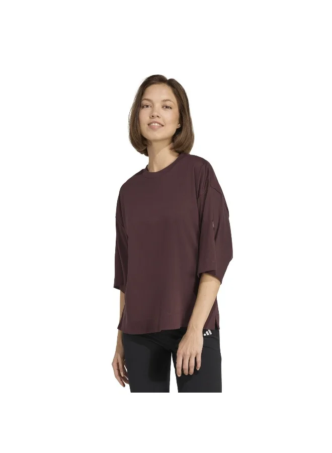 Adidas W All Szn Sl T Brown Training T-Shirts For Women XS