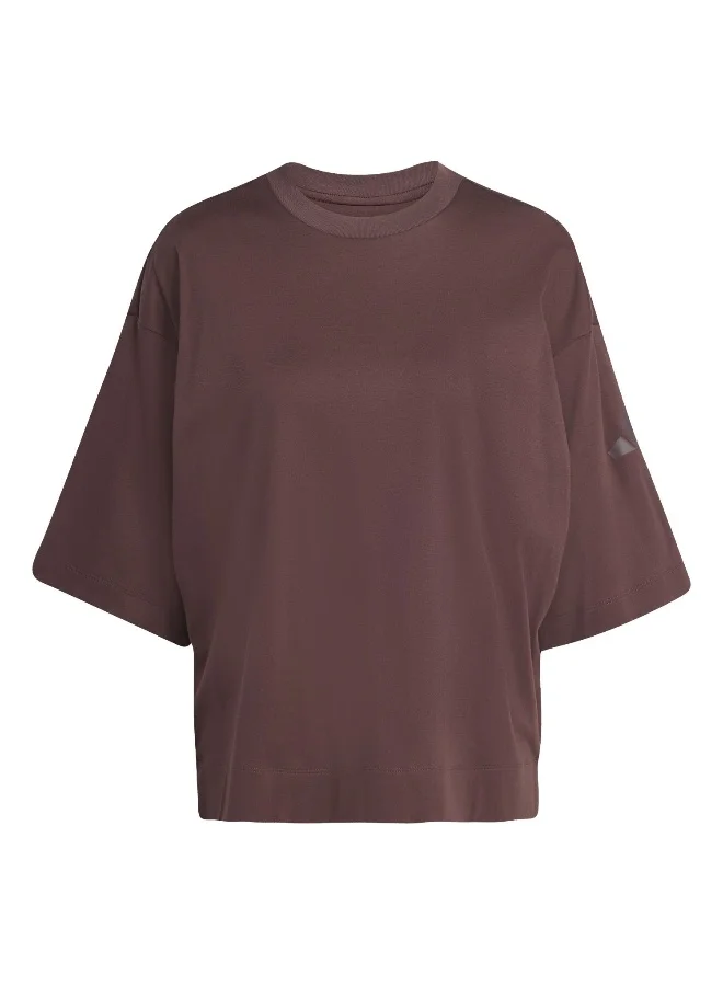 Adidas W All Szn Sl T Brown Training T-Shirts For Women XS