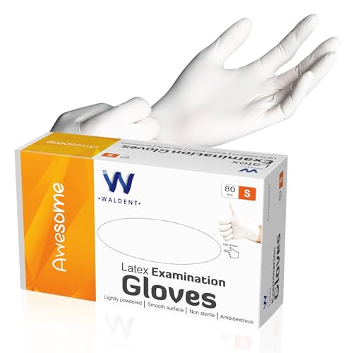 WALDENT Latex Premium Examination Gloves Small 80 Pieces 5g Medical Grade Natural Latex Powdered Disposable Gloves for Medical Dental Laboratory and General Purpose Use - Image 1