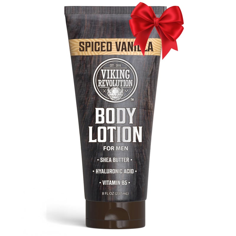 Viking Revolution Spiced Vanilla Body Lotion for Men â€“ Mens Lotion for Dry Skin with Shea Butter, Hyaluronic Acid and Vitamin B5 â€“ Nourishing Mens Body Lotion for Hydrated and Smooth Skin - 8oz,1 Pack - Image 1