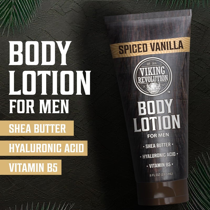 Viking Revolution Spiced Vanilla Body Lotion for Men â€“ Mens Lotion for Dry Skin with Shea Butter, Hyaluronic Acid and Vitamin B5 â€“ Nourishing Mens Body Lotion for Hydrated and Smooth Skin - 8oz,1 Pack - Image 2