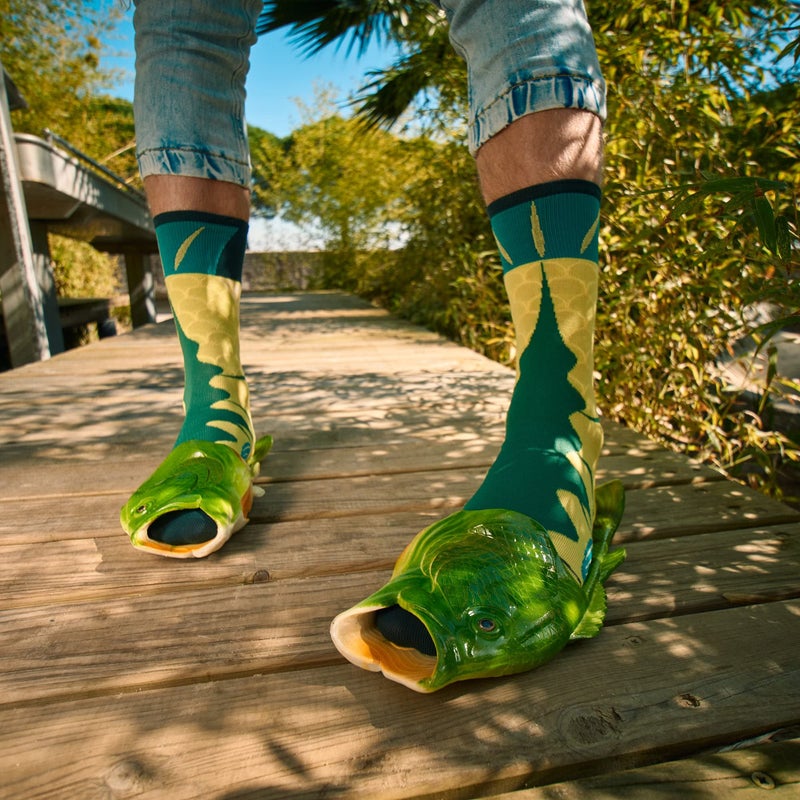 Coddies Fish Flip Flops | The Original Fish Slippers | Funny Gift, Unisex Sandals, Bass Slides, Pool, Beach & Shower Shoes | Men, Women & Kids (Green| 10-11.5 Men | EU 44-45) - Image 4