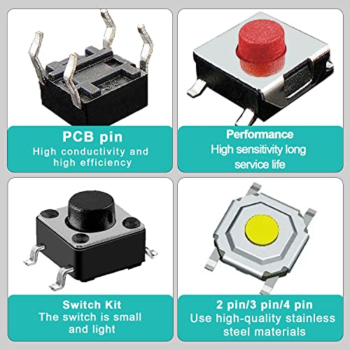 DaFuRui 250pcs 25 Values Tactile Push Button Switch SMD Micro Momentary Tact Switch Assortment Kit - Image 4