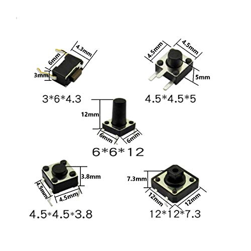 DaFuRui 250pcs 25 Values Tactile Push Button Switch SMD Micro Momentary Tact Switch Assortment Kit - Image 3
