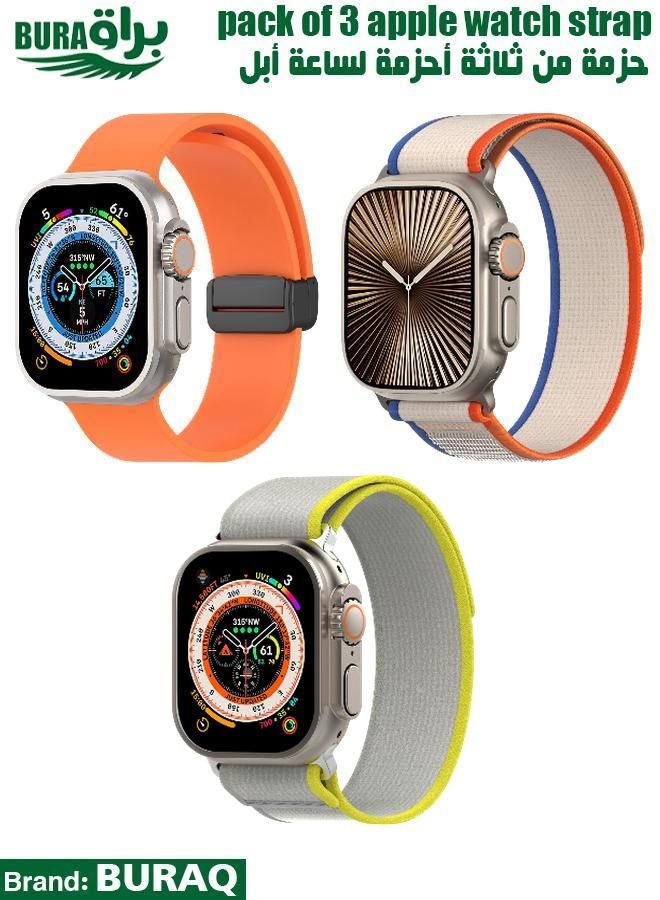 BURAQ Apple Watch Band Strap For Apple Watch Ultra 2/Ultra 49mm, Series 10 46mm, 9/8/7 45mm, SE2/SE/6/5/4 44mm, 3/2/1 42mm