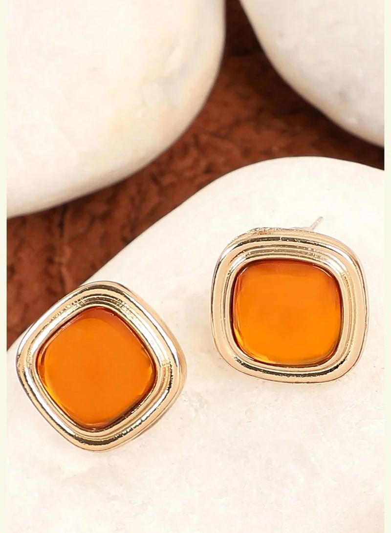 SOHI Gold Plated Party Designer Stone Stud For Women