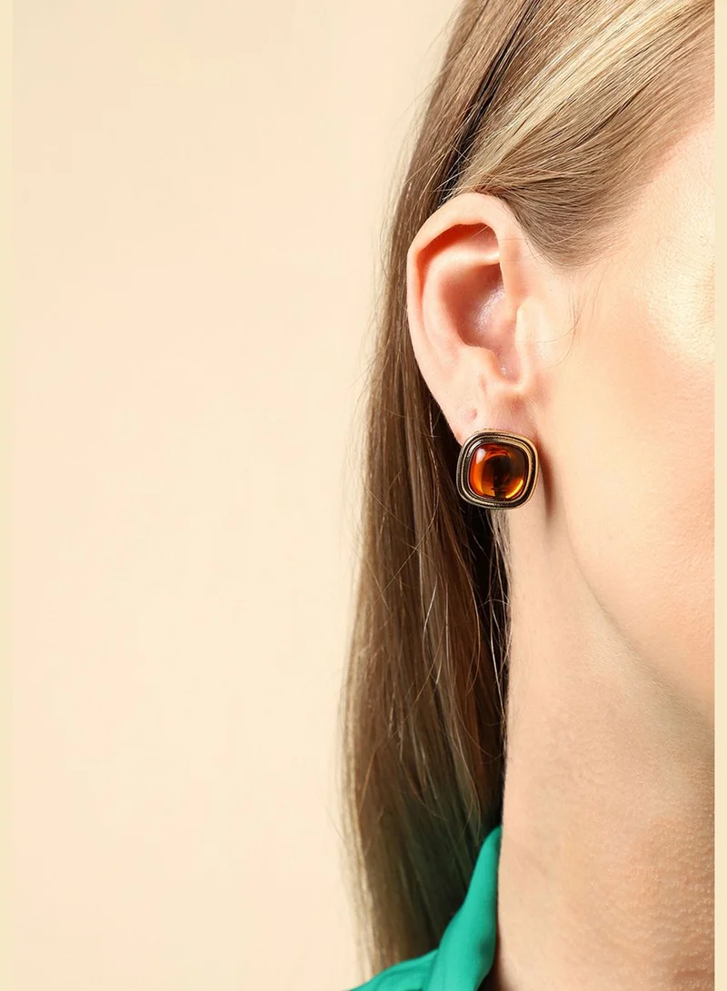SOHI Gold Plated Party Designer Stone Stud For Women