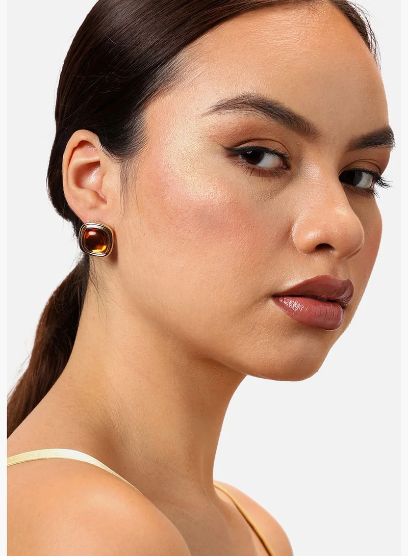 SOHI Gold Plated Party Designer Stone Stud For Women