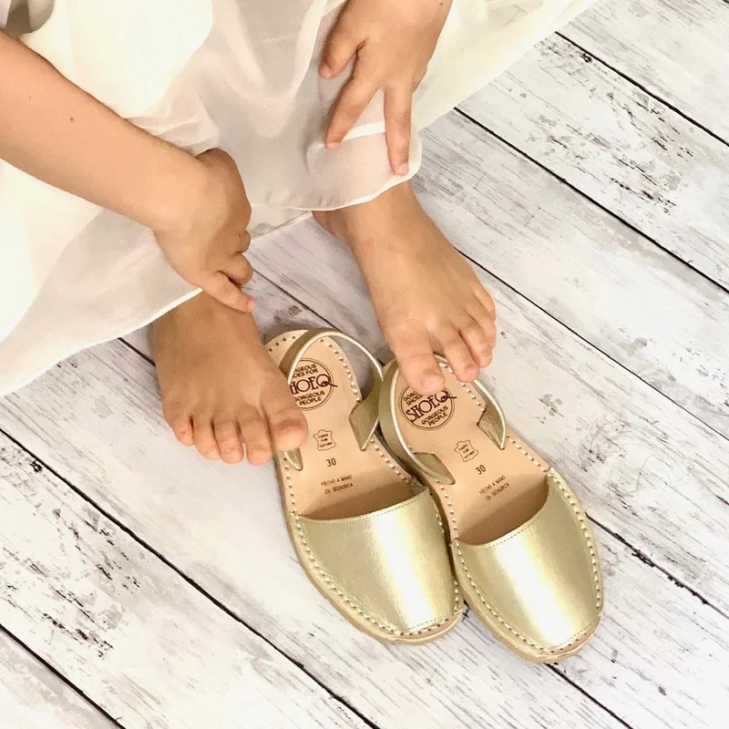 SHOEQ Champagne Metallic Girls Classic Avarca for Women | Best Price UAE