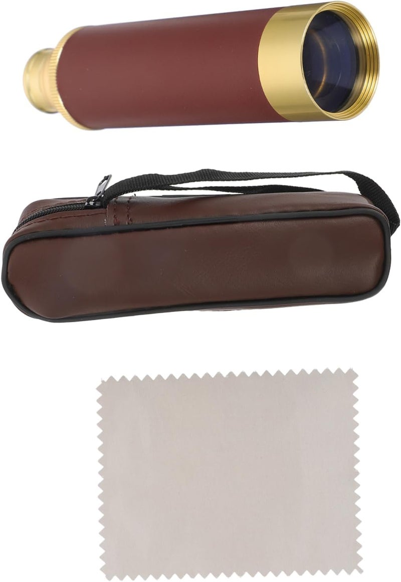 Pirate Retro Telescope Leather Case 25x30 Monocular for Nautical Decor Vintage Design for Adults Coffee Color for Outdoor Adventures - Image 1