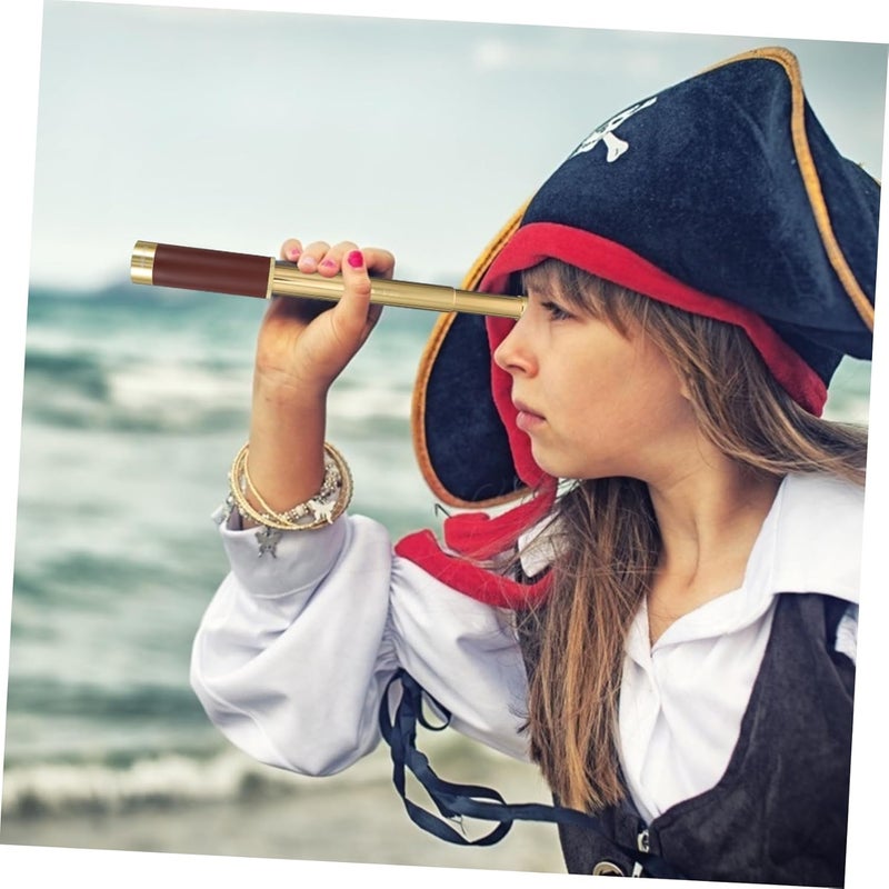 Pirate Retro Telescope Leather Case 25x30 Monocular for Nautical Decor Vintage Design for Adults Coffee Color for Outdoor Adventures - Image 4