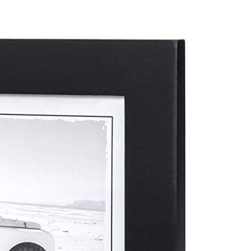 Malden Double Horizontal 4x6 Picture Frame - Wide Real Wood Molding, Real Glass - Black - Image 2
