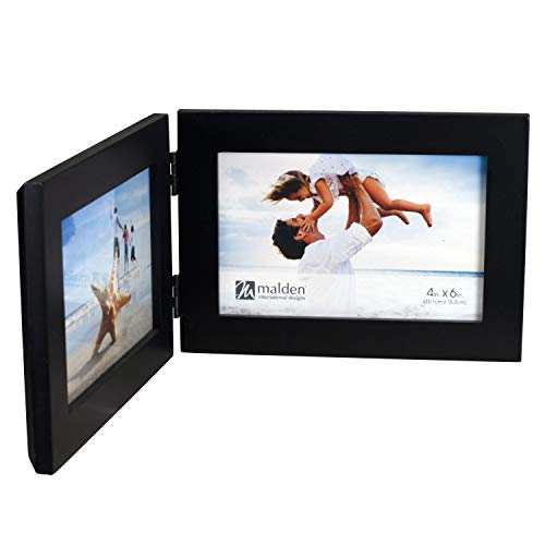 Malden Double Horizontal 4x6 Picture Frame - Wide Real Wood Molding, Real Glass - Black - Image 4
