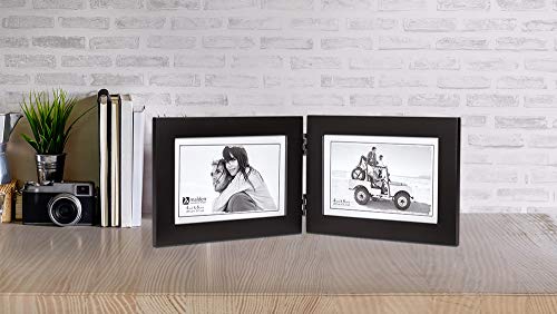 Malden Double Horizontal 4x6 Picture Frame - Wide Real Wood Molding, Real Glass - Black - Image 3