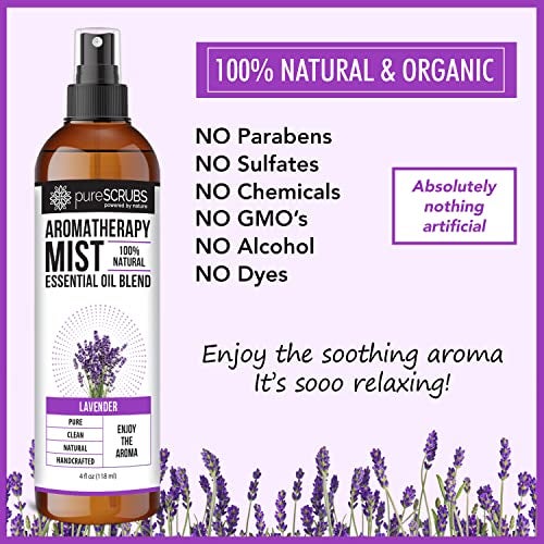 pureSCRUBS Shake, Mist & Enjoy - pureSCRUBS Premium Lavender Aromatherapy Spray Mist for Room, Body, Linens, Pillows 100% Natural Essential Oils Plant Based Formula, One 4oz Bottle - Image 2