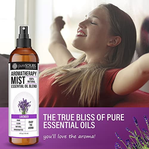 pureSCRUBS Shake, Mist & Enjoy - pureSCRUBS Premium Lavender Aromatherapy Spray Mist for Room, Body, Linens, Pillows 100% Natural Essential Oils Plant Based Formula, One 4oz Bottle - Image 3