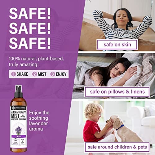 pureSCRUBS Shake, Mist & Enjoy - pureSCRUBS Premium Lavender Aromatherapy Spray Mist for Room, Body, Linens, Pillows 100% Natural Essential Oils Plant Based Formula, One 4oz Bottle - Image 5