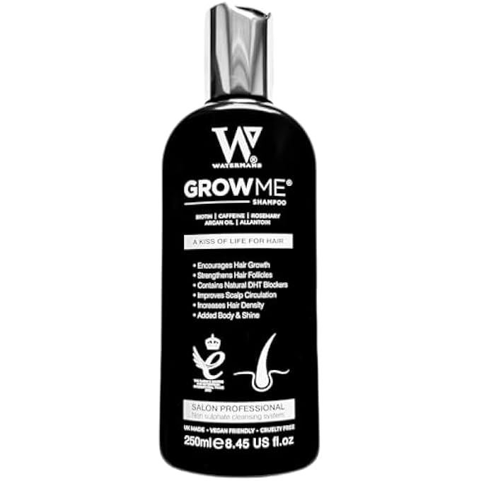 Watermans BIOTIN, ROSEMARY, CAFFEINE, NIACINAMIDE, ARGAN OIL SHAMPOO FOR THINNING HAIR, NATURAL VOLUMIZING SHAMPOO FOR FINE HAIR, PARABEN SILICONE & SULFATE FREE VEGAN FORMULA 8.45 FL. OZ - Image 1