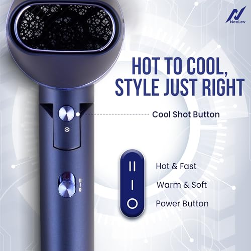 Nexlev Just Style Pro Hair Dryer |2100 W for Quick & Easy Blowdry | Double Heat Protection Technology | 3 Heat Settings & Cool Shot Function For Salon-Like Styling at Home (HD-01) - Image 3
