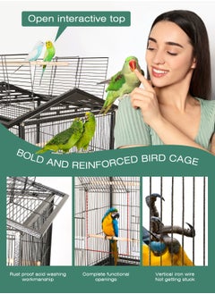 URbazaar Large Metal Bird Flight Cage, Spacious Parrot Cage with Removable Tray - Multifunctional Aviary with wheels for Convenient Bird Care & Breeding  - Image 4