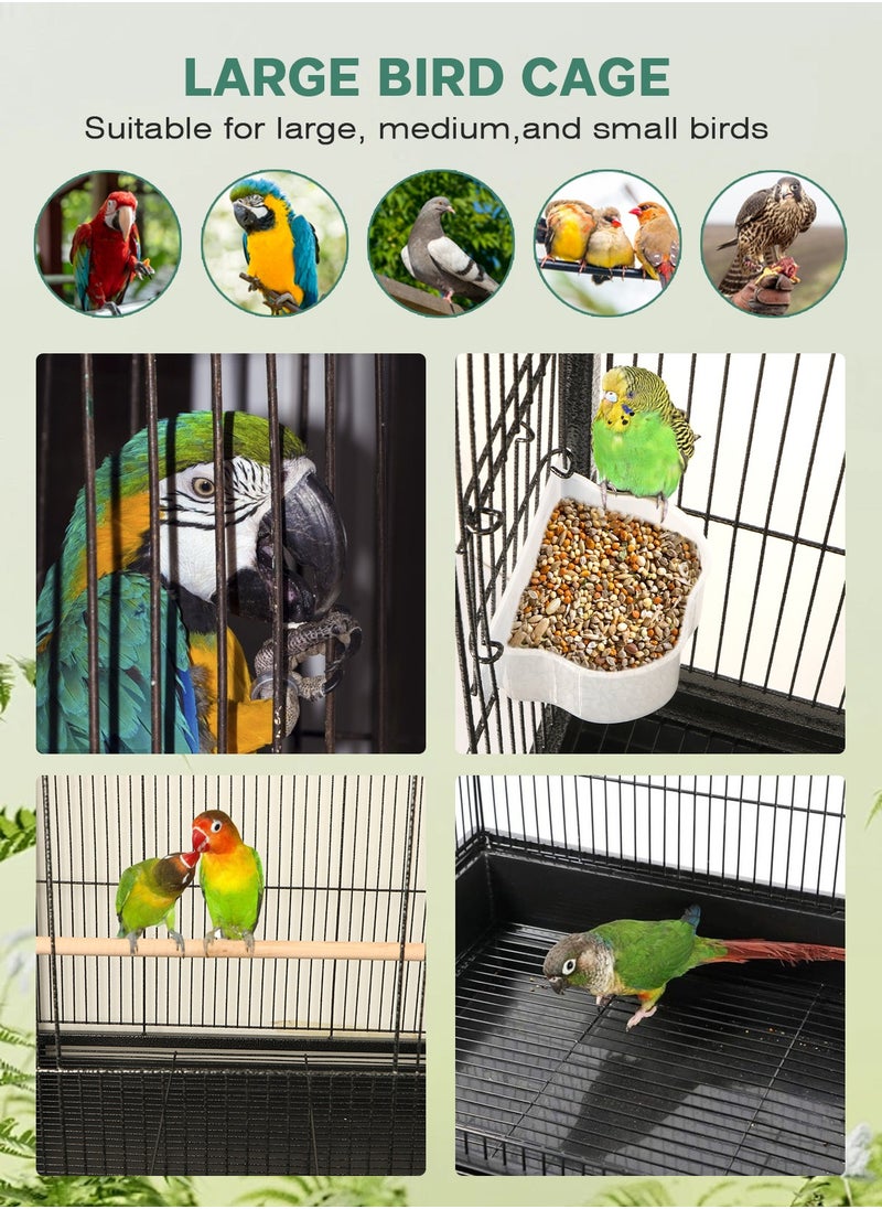 URbazaar - Large Metal Bird Flight Cage, Spacious Parrot Cage with Removable Tray - Multifunctional Aviary with wheels for Convenient Bird Care & Breeding - Image 1