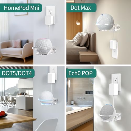 HomeMount Dot5 Generation Wall Mount - All New 5th Gen Acrylic Holder, Space Saving Solution Bracket Shelf Compatible with Homepd Mini & Dot5 & Dot4 & Pop (Clear) - Image 4
