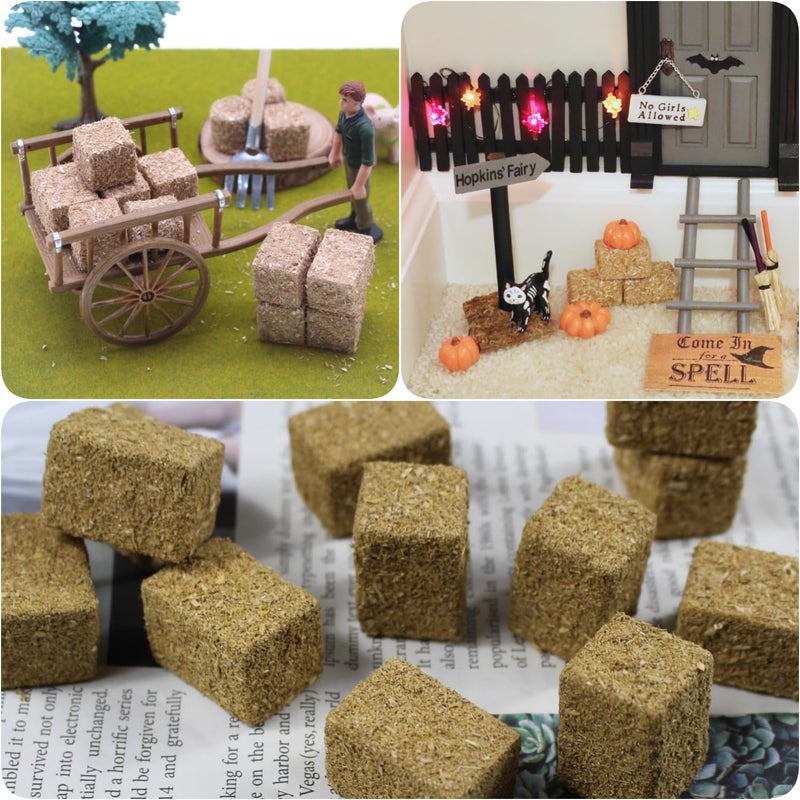 DoubleWood Mini Hay Bales Decorative Straw Bales, 12Pcs Mini Haystack Miniature Hay Bales for Dollhouse, Craft, Farm, Halloween, Table Decor, Autumn Harvest Decoration (12) - Image 5