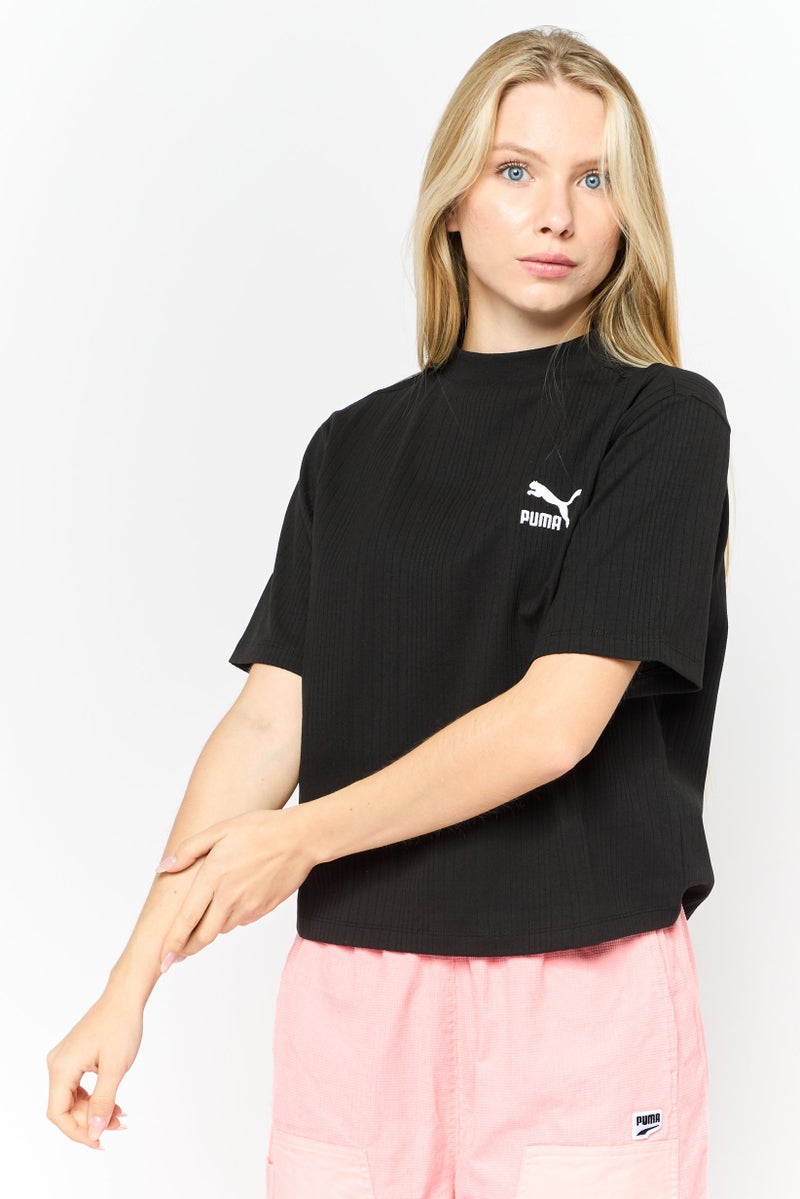 PUMA تي شيرت رياضي نسائي بأكمام قصيرة، خارجي، أسود - Image 1