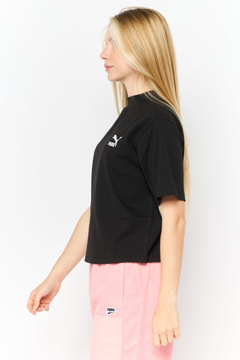 PUMA تي شيرت رياضي نسائي بأكمام قصيرة، خارجي، أسود - Image 3