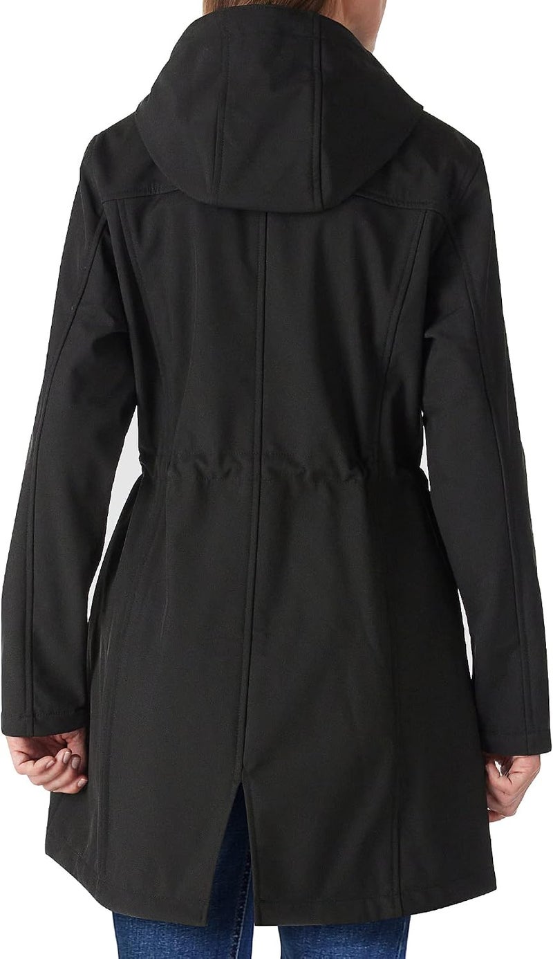Outdoor Ventures Women's Lightweight Waterproof Fleece Lined Hooded Softshell Rain Jacket - Black, Size L - Image 2